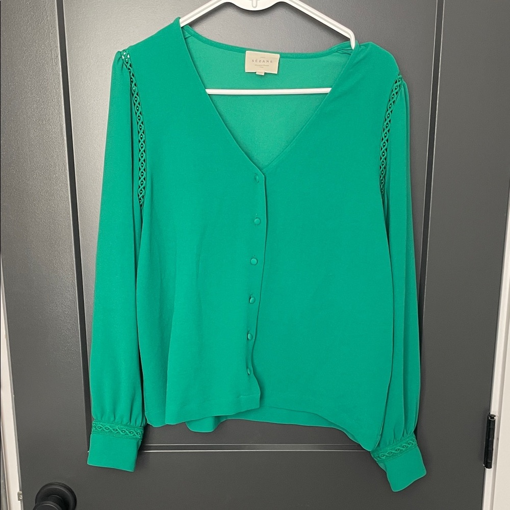 SEZANE - Erica V-neck Button-Up Blouse